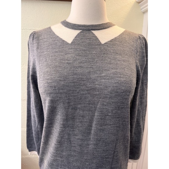 NWT J. Crew Womens XS Gray Trompe L'oeil Merino Wool Tippi Knit Sweater Pullover - Picture 2 of 8